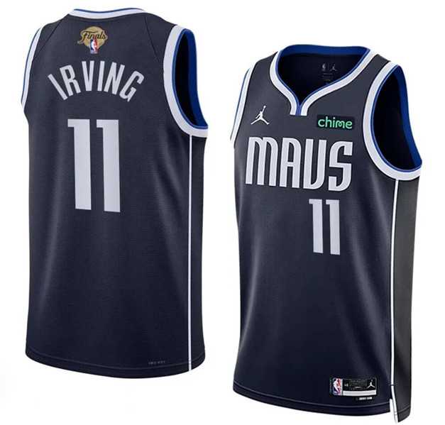 Men%27s Dallas Mavericks #11 Kyrie Irving Navy 2024 Finals Statement Edition Stitched Basketball Jersey Dzhi->dallas mavericks->NBA Jersey